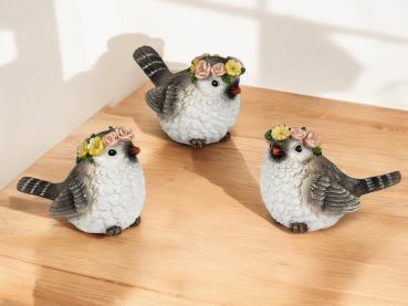 Preview: 3er-Set Deko Vögel, 7 cm groß - Fröhliche Fühlingsdeko